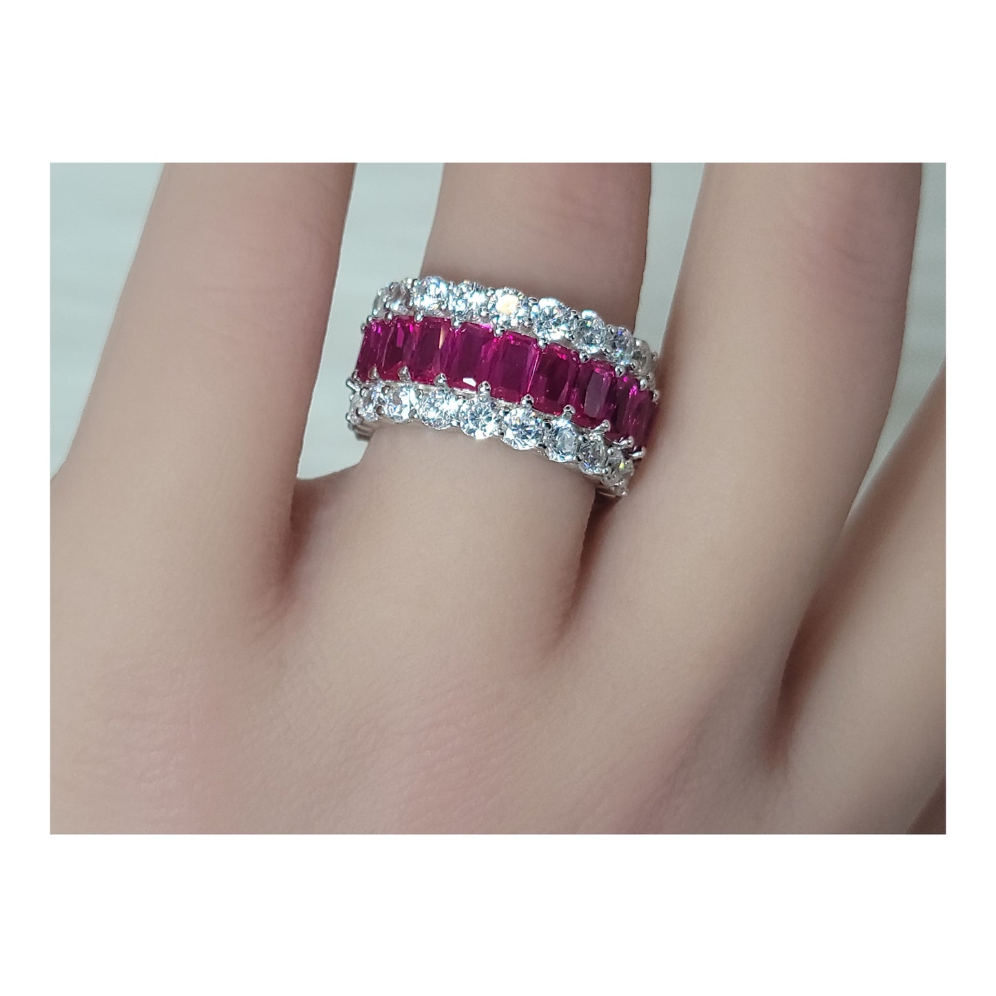 KATHERINE Fuchsia Three-Row Eternity Ring