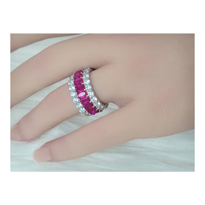 KATHERINE Fuchsia Three-Row Eternity Ring