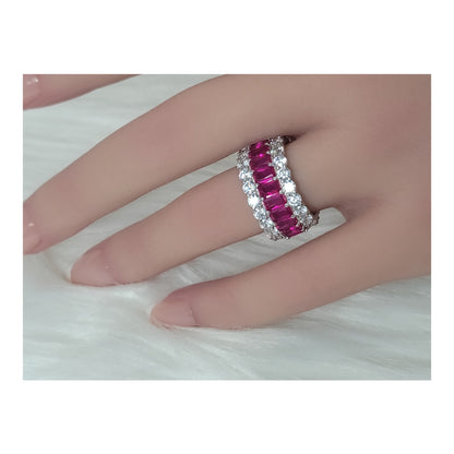 KATHERINE Fuchsia Three-Row Eternity Ring