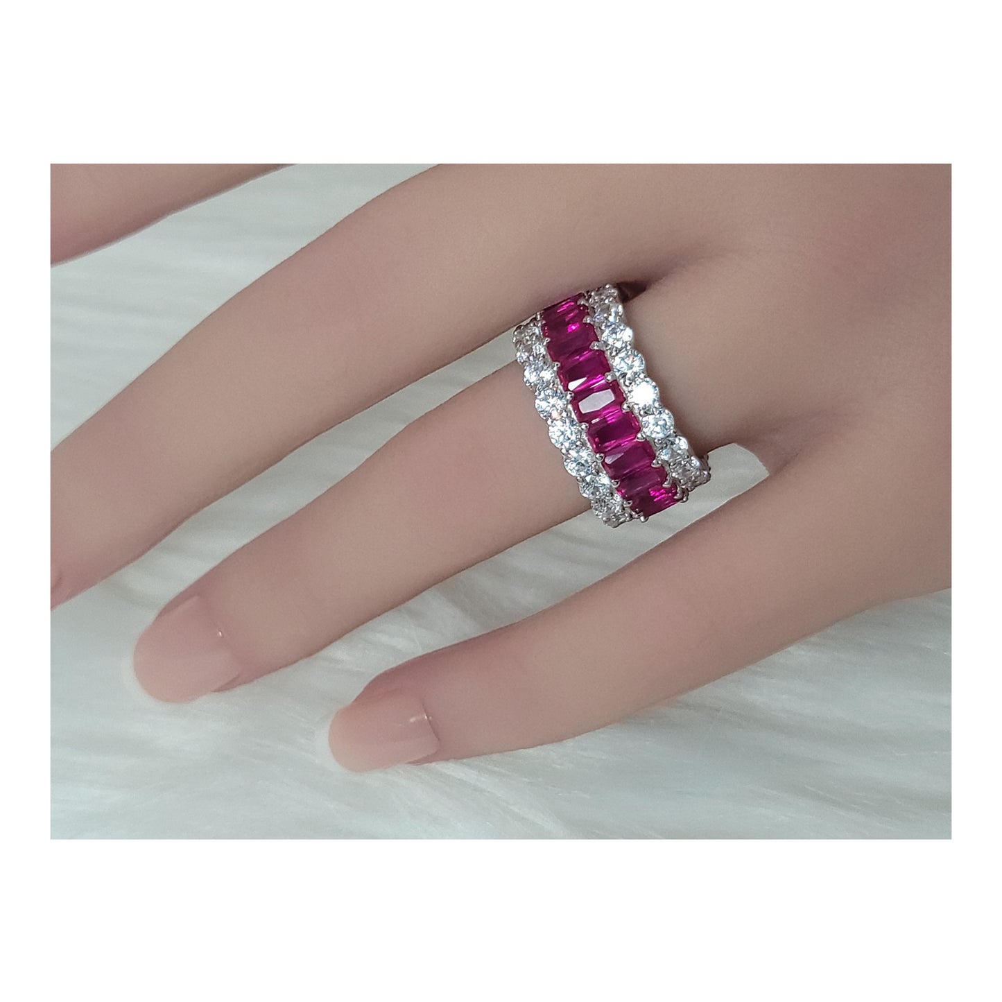 KATHERINE Fuchsia Three-Row Eternity Ring