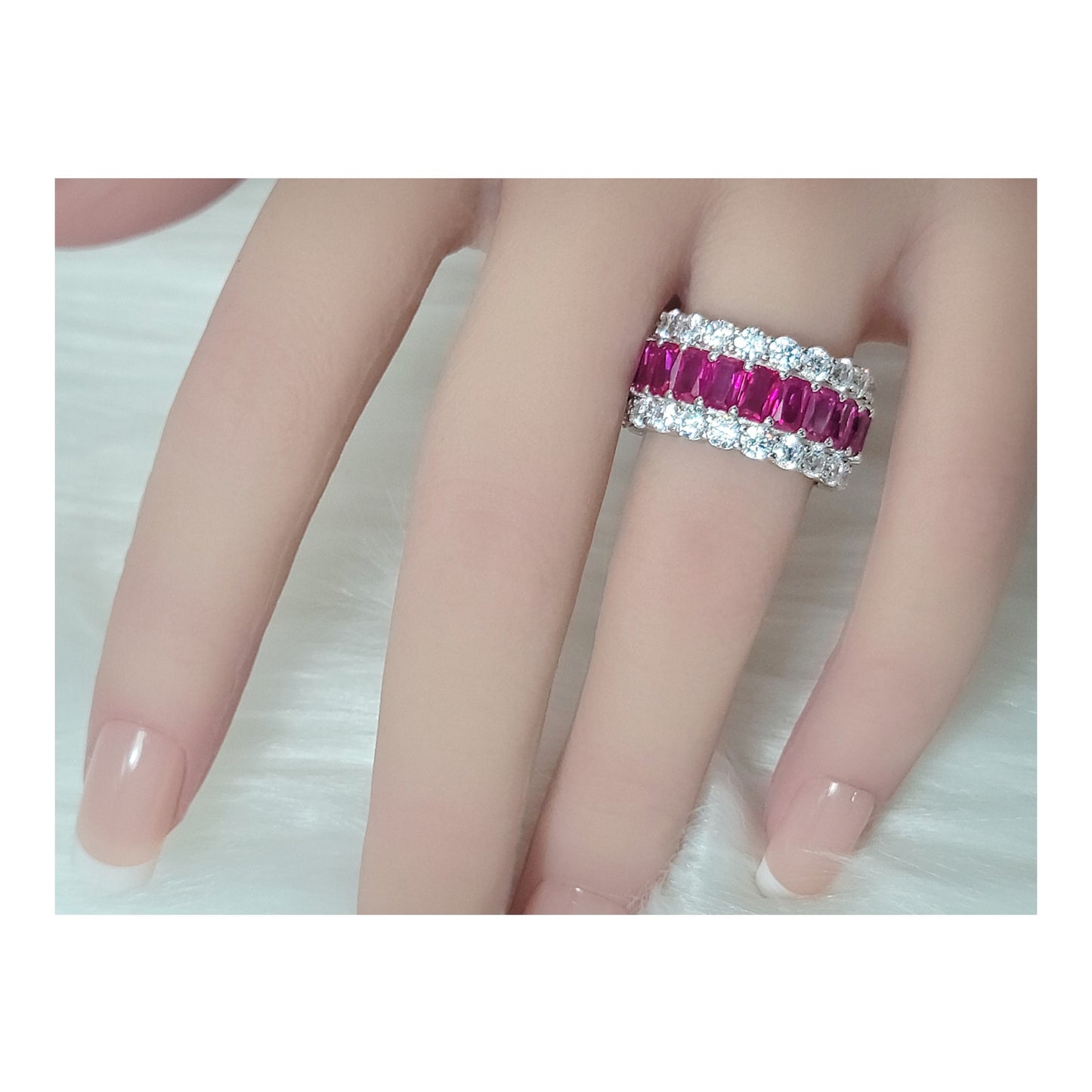 KATHERINE Fuchsia Three-Row Eternity Ring