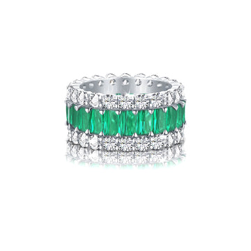 KATHERINE Green CZ Diamond Three-Row Eternity Ring
