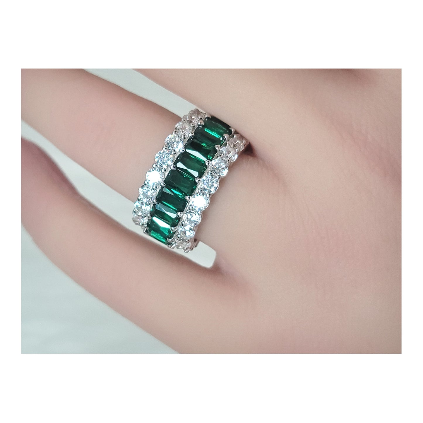 KATHERINE Green Three-Row Eternity Ring