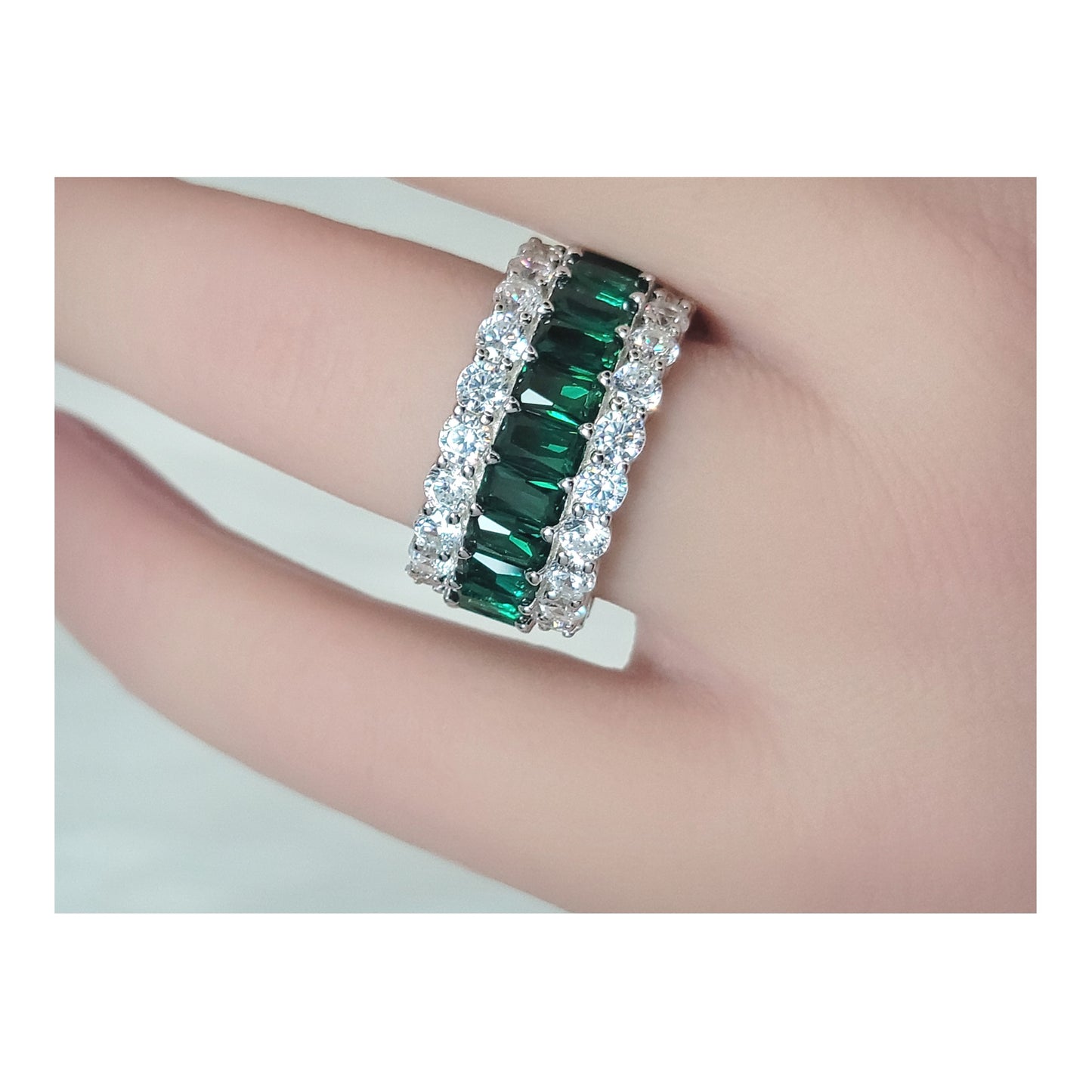 KATHERINE Green Three-Row Eternity Ring