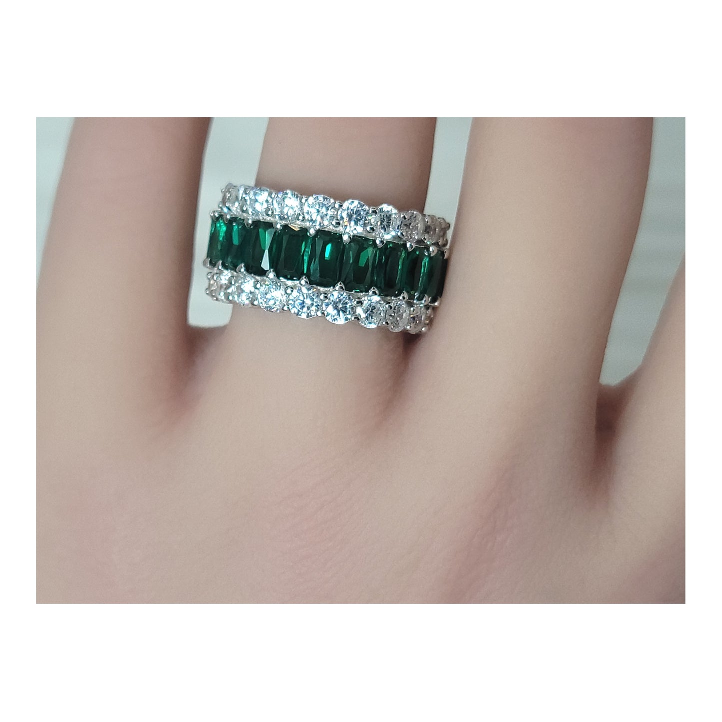 KATHERINE Green Three-Row Eternity Ring