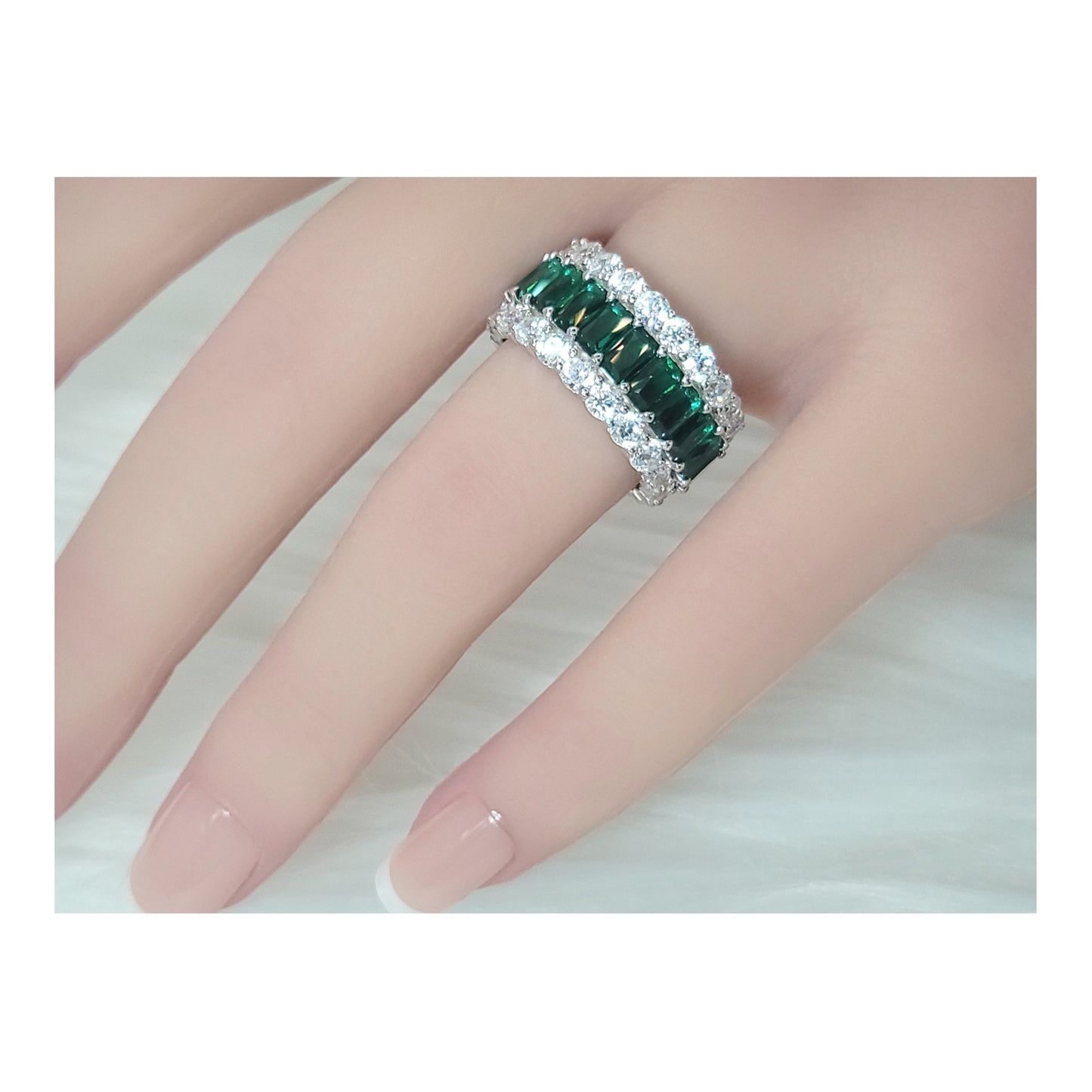 KATHERINE Green Three-Row Eternity Ring