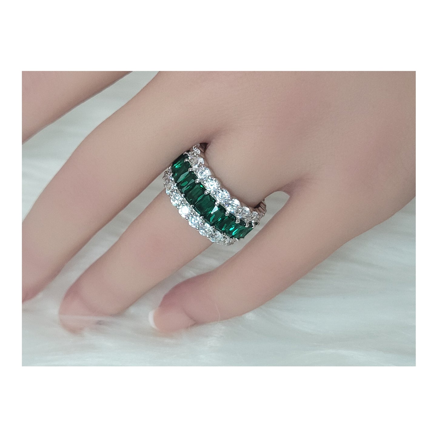 KATHERINE Green Three-Row Eternity Ring