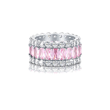 KATHERINE Pink CZ Diamond Three-Row Eternity Ring