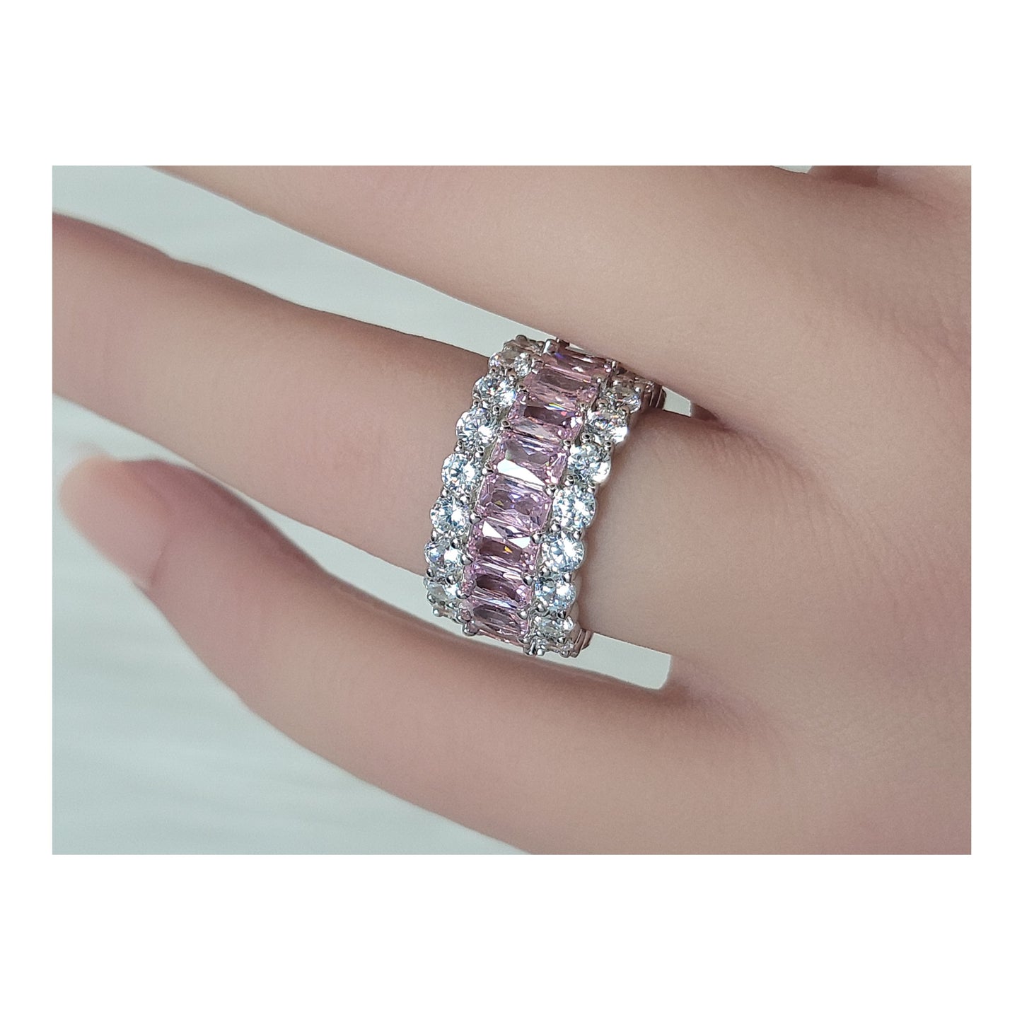 KATHERINE Pink Three-Row Eternity Ring