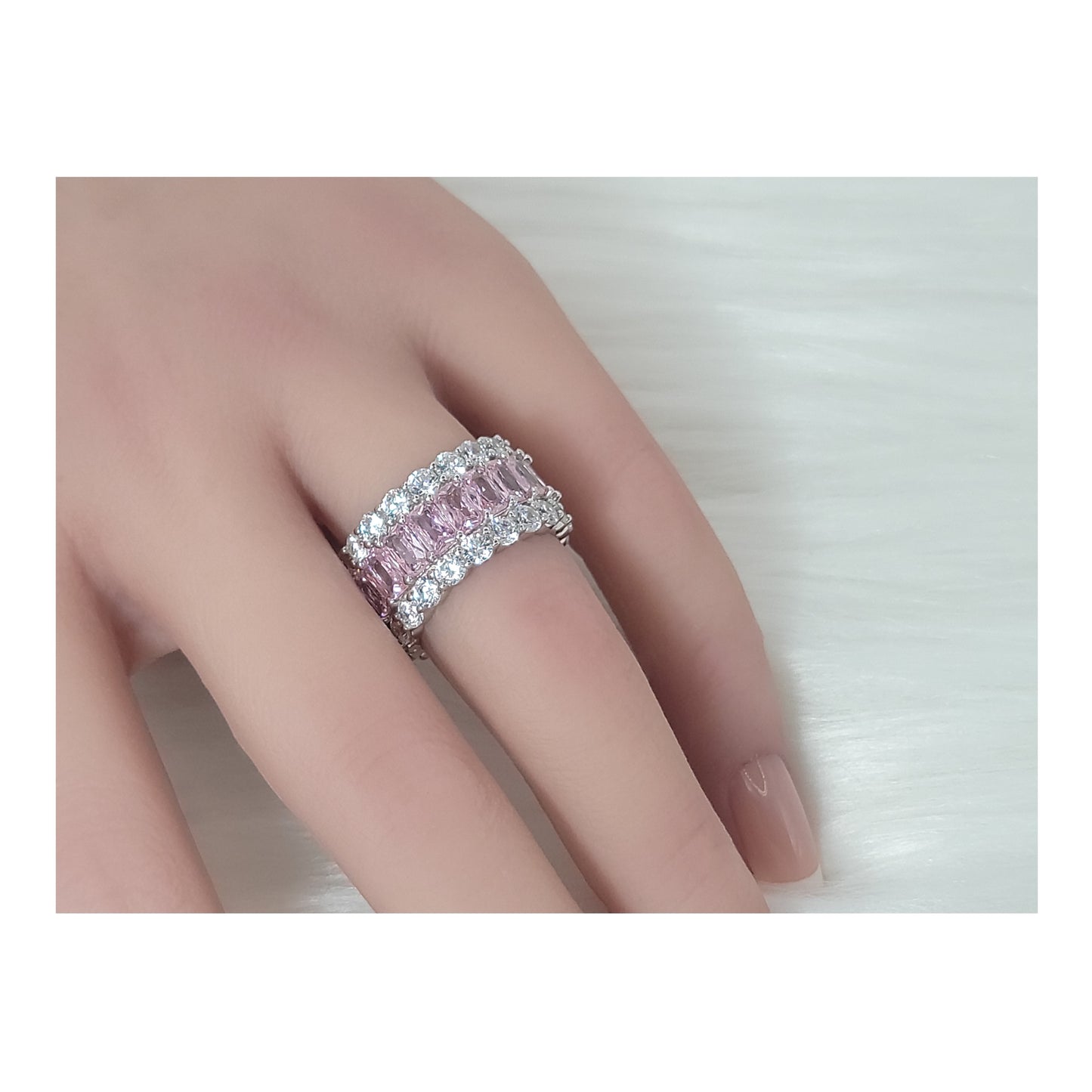 KATHERINE Pink Three-Row Eternity Ring