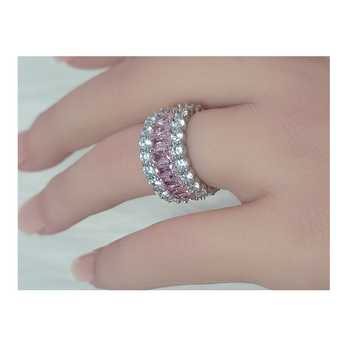 KATHERINE Pink Three-Row Eternity Ring