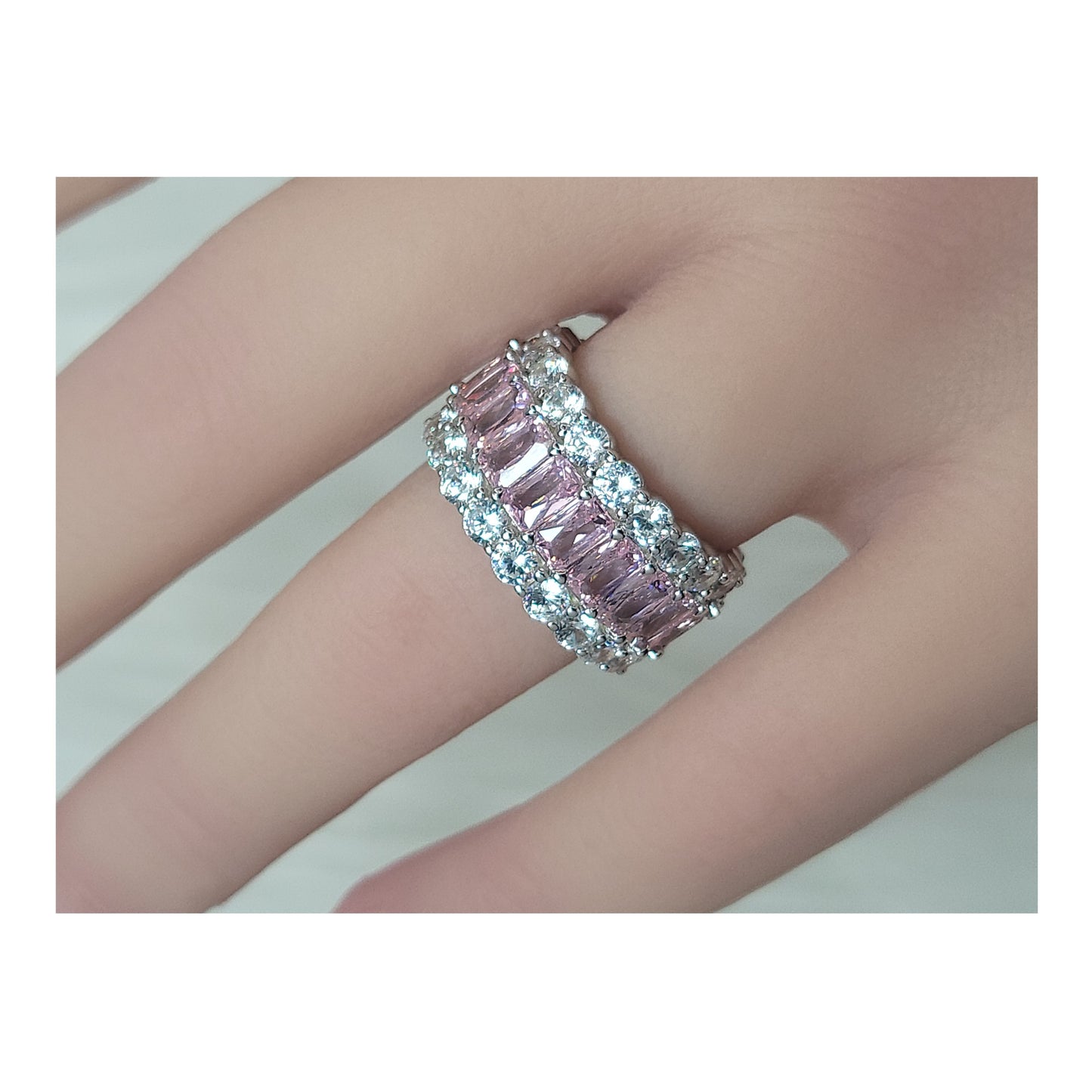 KATHERINE Pink Three-Row Eternity Ring