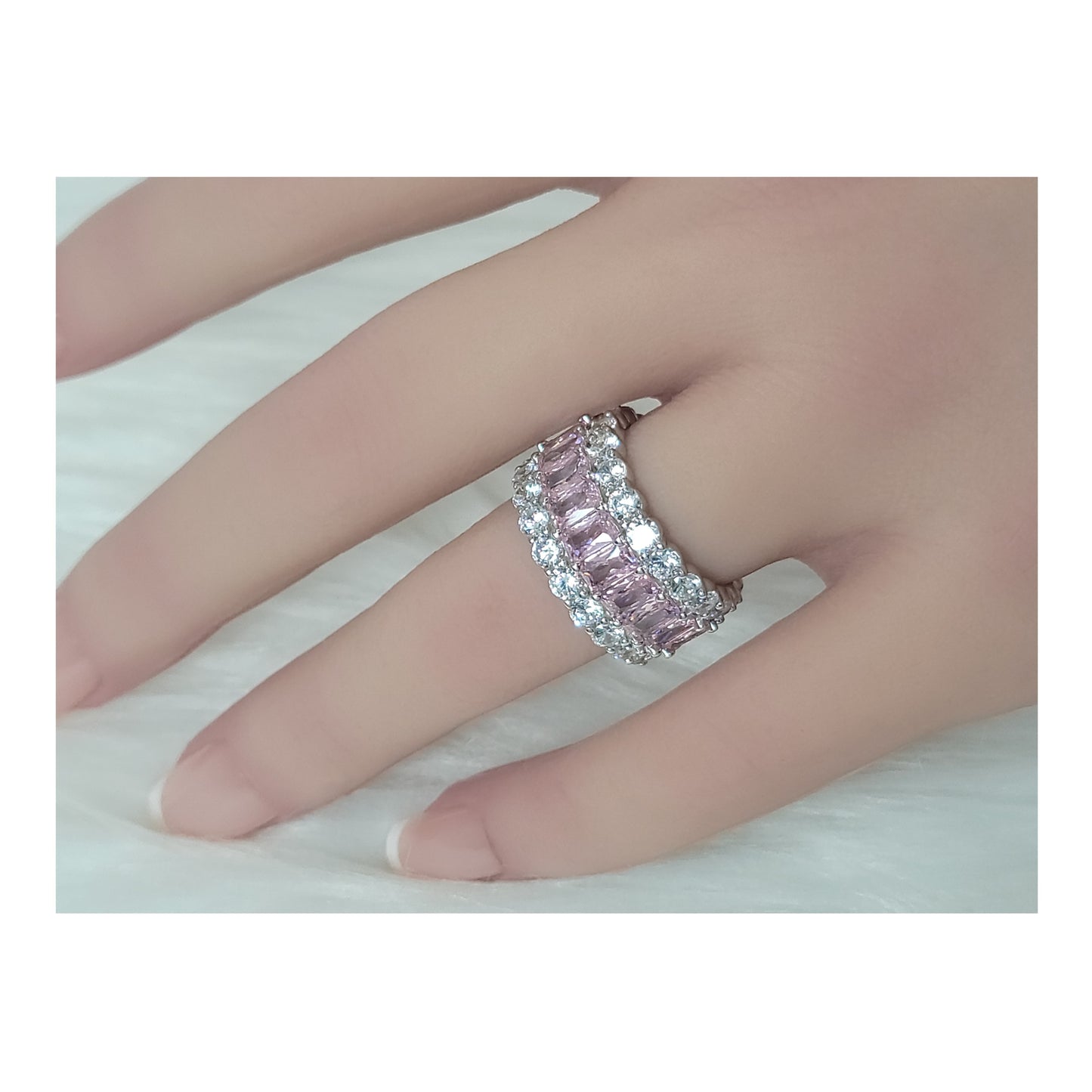 KATHERINE Pink Three-Row Eternity Ring