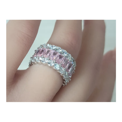 KATHERINE Pink Three-Row Eternity Ring