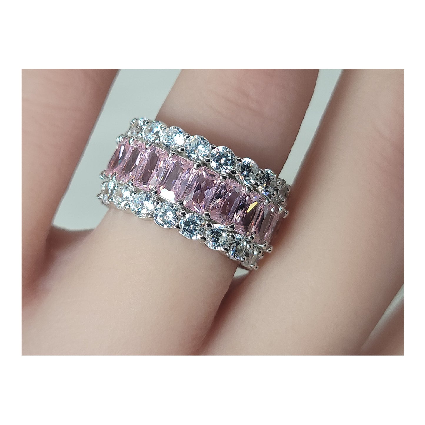 KATHERINE Pink Three-Row Eternity Ring