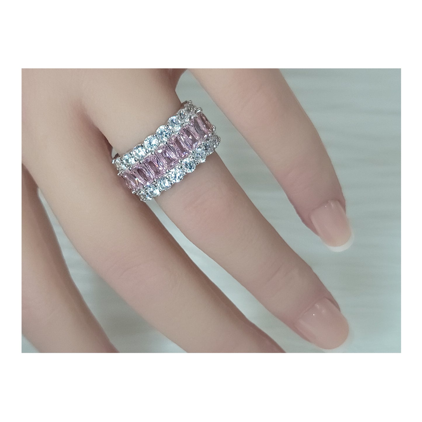 KATHERINE Pink Three-Row Eternity Ring