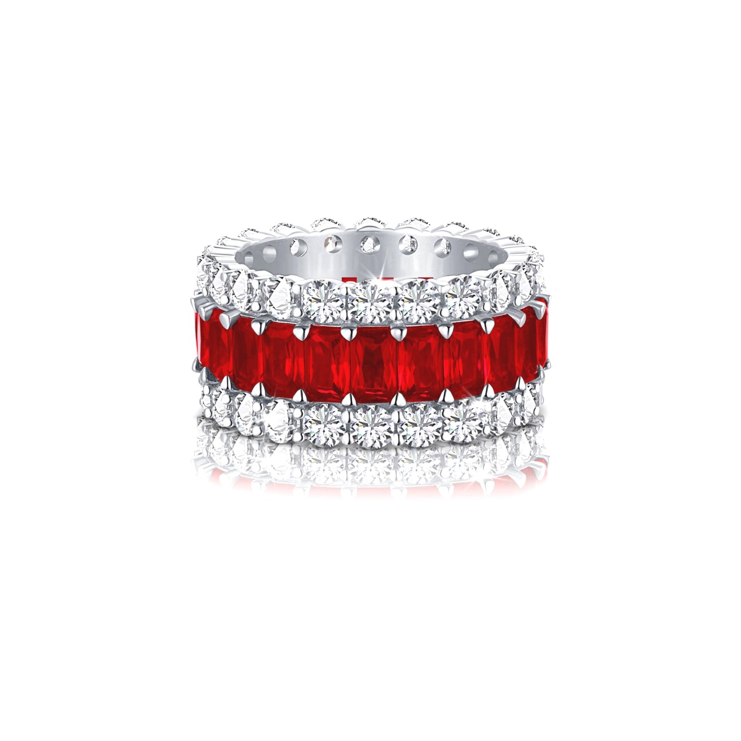 KATHERINE Red Three-Row Eternity Ring