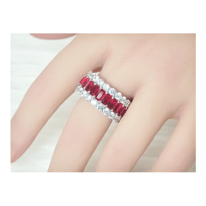 KATHERINE Red Three-Row Eternity Ring