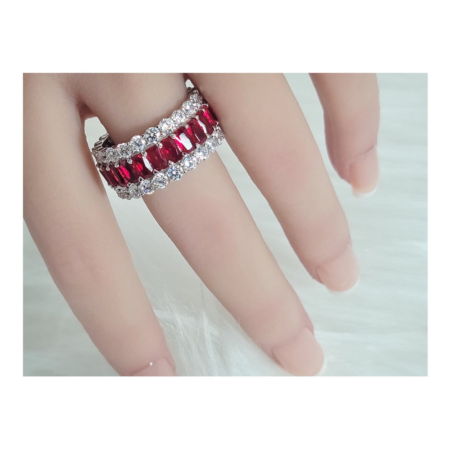 KATHERINE Red Three-Row Eternity Ring