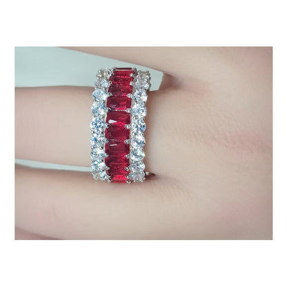 KATHERINE Red Three-Row Eternity Ring