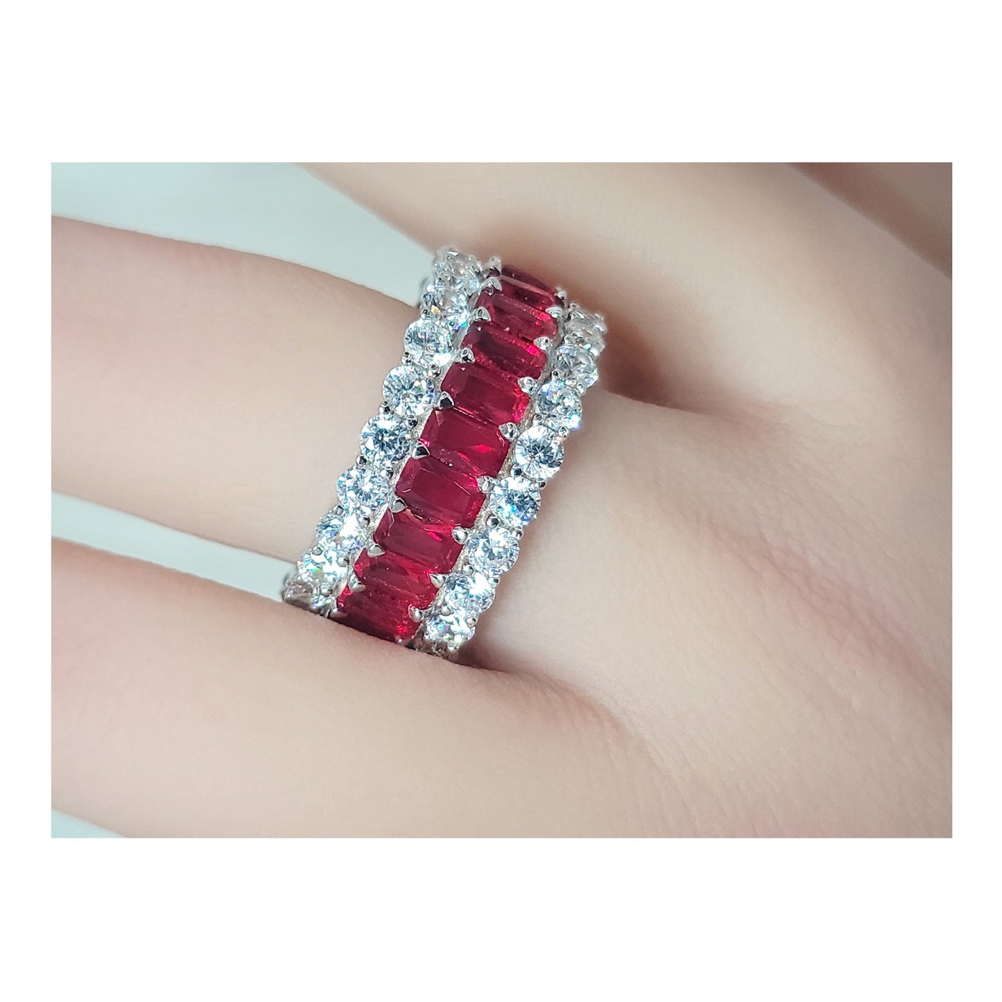 KATHERINE Red Three-Row Eternity Ring