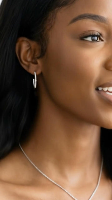 KAYLEE 20MM Crystal Hoop Earrings in 18K White GP