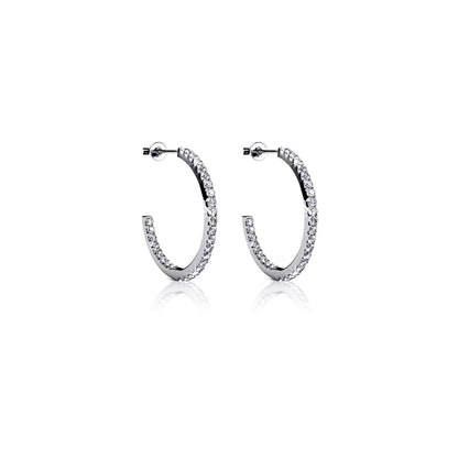 KAYLEE 20mm Austrian Crystal Hoop Earrings 18K White Gold Plated