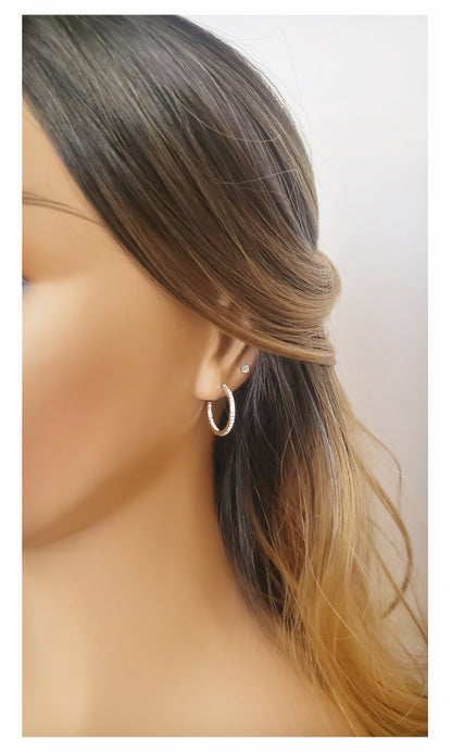 KAYLEE 20mm Austrian Crystal Hoop Earrings 18K White Gold Plated