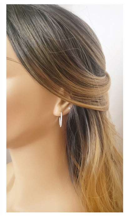 KAYLEE 20mm Austrian Crystal Hoop Earrings 18K White Gold Plated