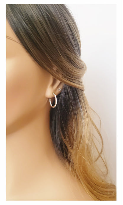 KAYLEE 20mm Austrian Crystal Hoop Earrings 18K White Gold Plated