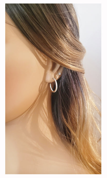 KAYLEE 20mm Austrian Crystal Hoop Earrings 18K White Gold Plated