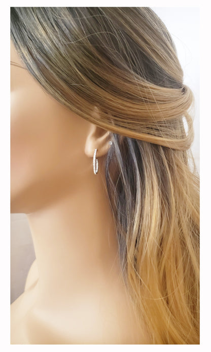 KAYLEE 20mm Austrian Crystal Hoop Earrings 18K White Gold Plated