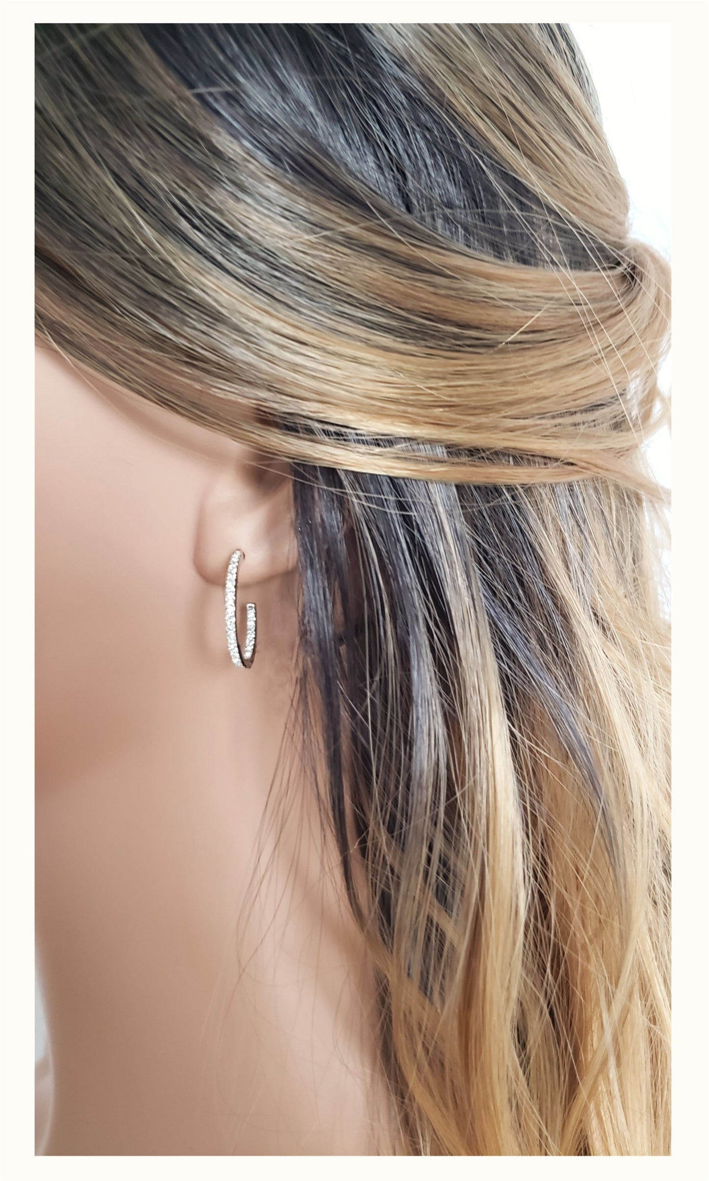 KAYLEE 20mm Austrian Crystal Hoop Earrings 18K White Gold Plated