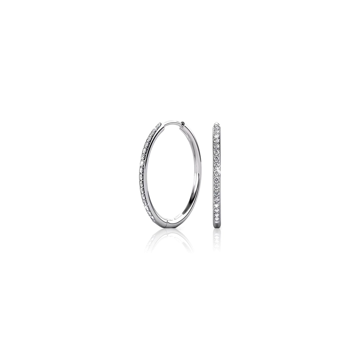 KAYLEIGH 20MM White Crystal Diamond Hoop Earrings 18K White Gold Over Sterling Silver