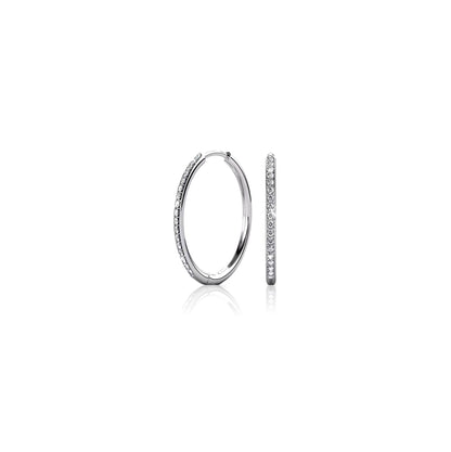 KAYLEIGH 20MM White Crystal Diamond Hoop Earrings 18K White Gold Over Sterling Silver