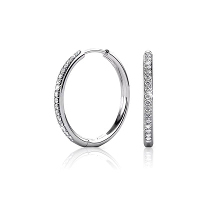 KAYLEIGH 40mm Austrian Crystal Hoop Earrings 18K White Gold Plated