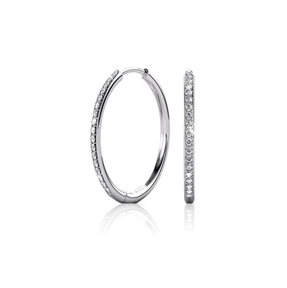 KAYLEIGH 40MM White Crystal Diamond Hoop Earrings 18K White Gold Over Sterling Silver