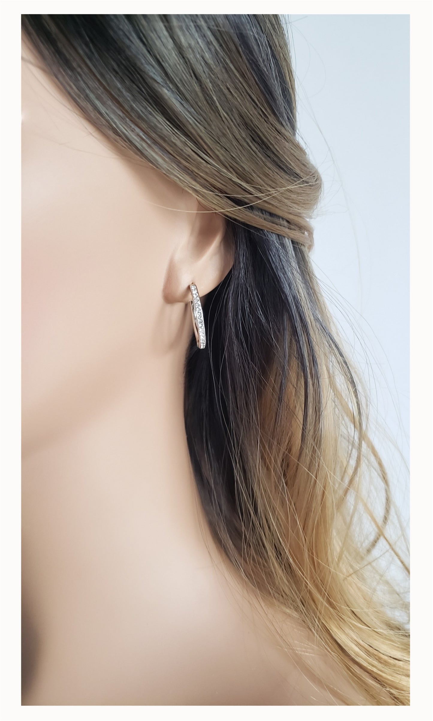 KAYLEIGH 20mm Austrian Crystal Hoop Earrings 18K White Gold Plated