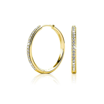 KAYLEIGH Large 40MM Crystal Hoop Earrings in 18K GP