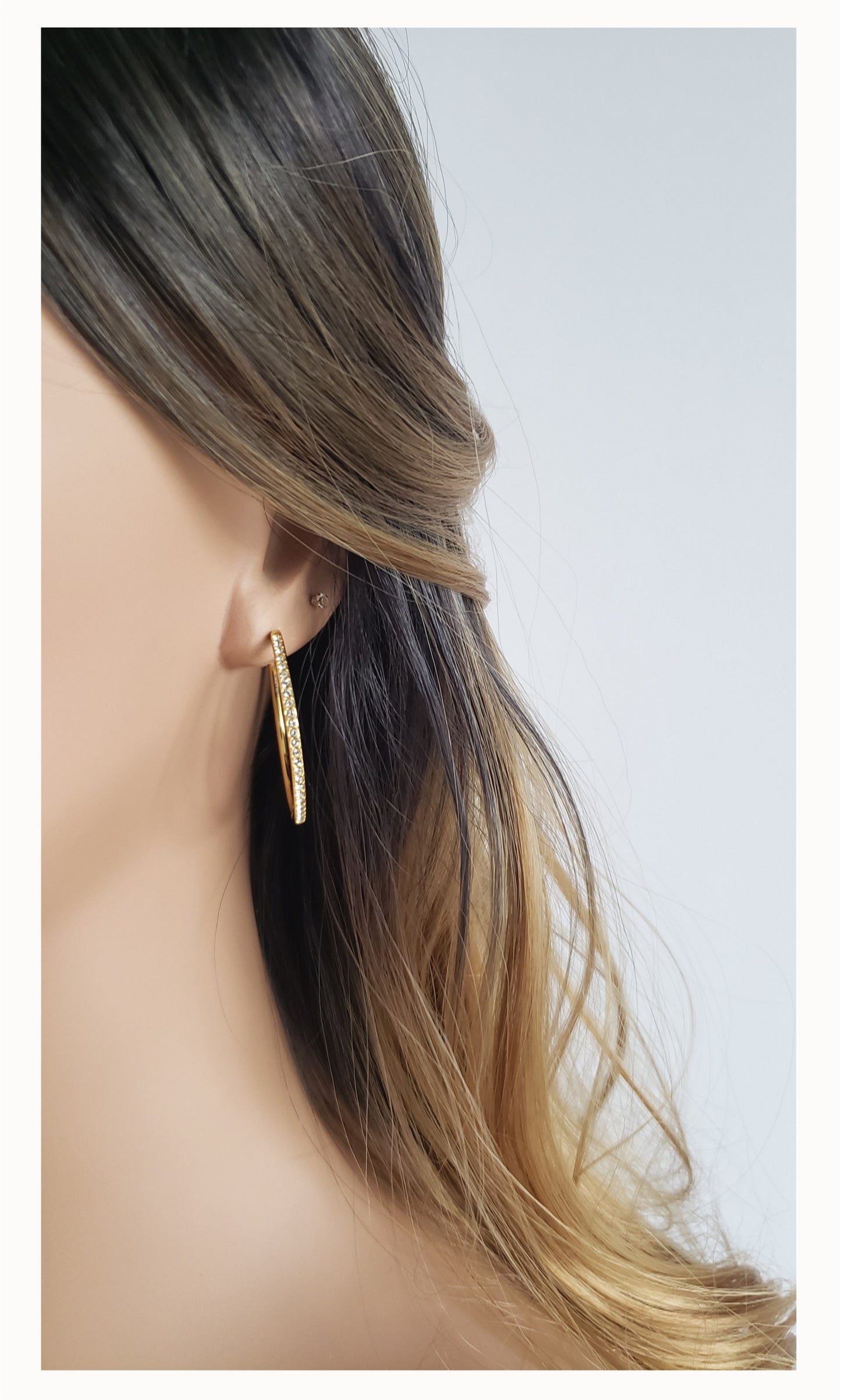 KAYLEIGH 40mm Austrian Crystal Hoop Earrings 18K Gold Plated