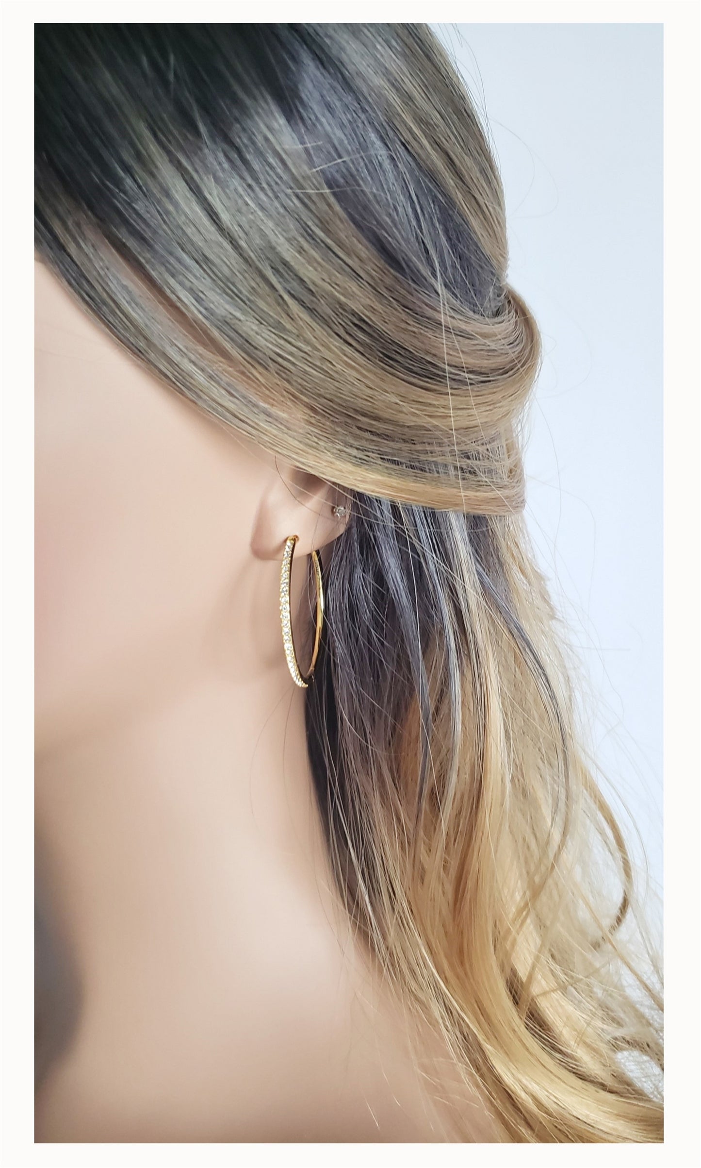 KAYLEIGH 40mm Austrian Crystal Hoop Earrings 18K Gold Plated