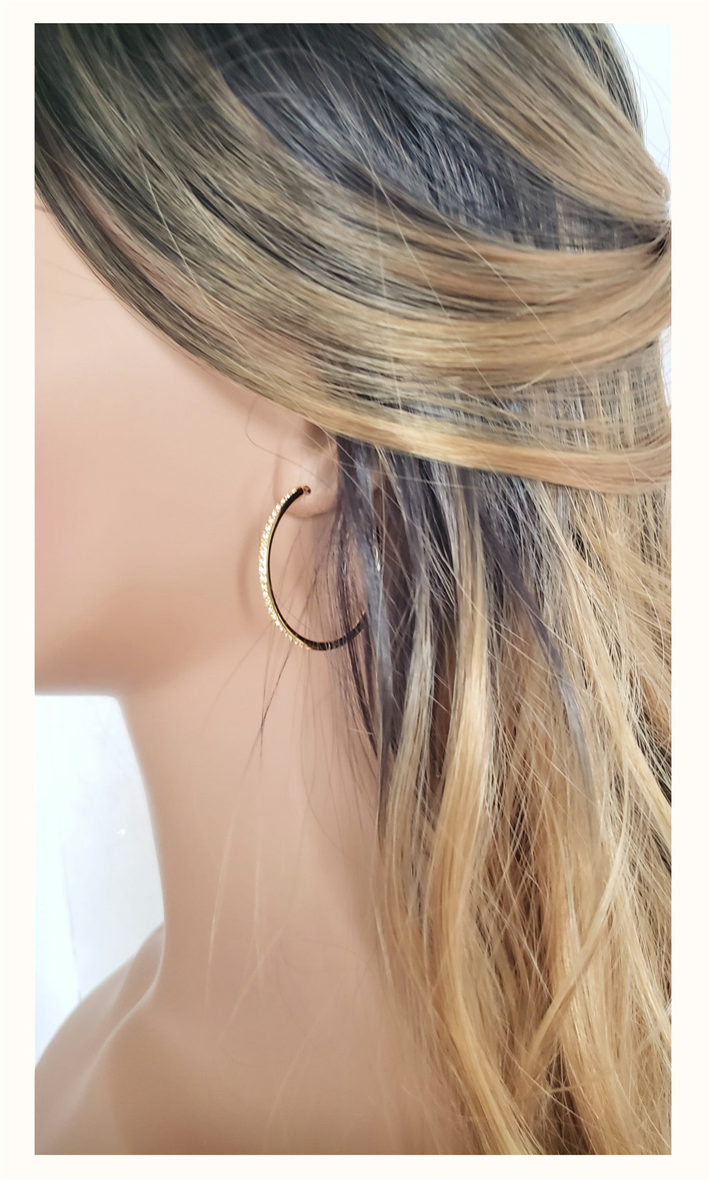 KAYLEIGH 40mm Austrian Crystal Hoop Earrings 18K Gold Plated