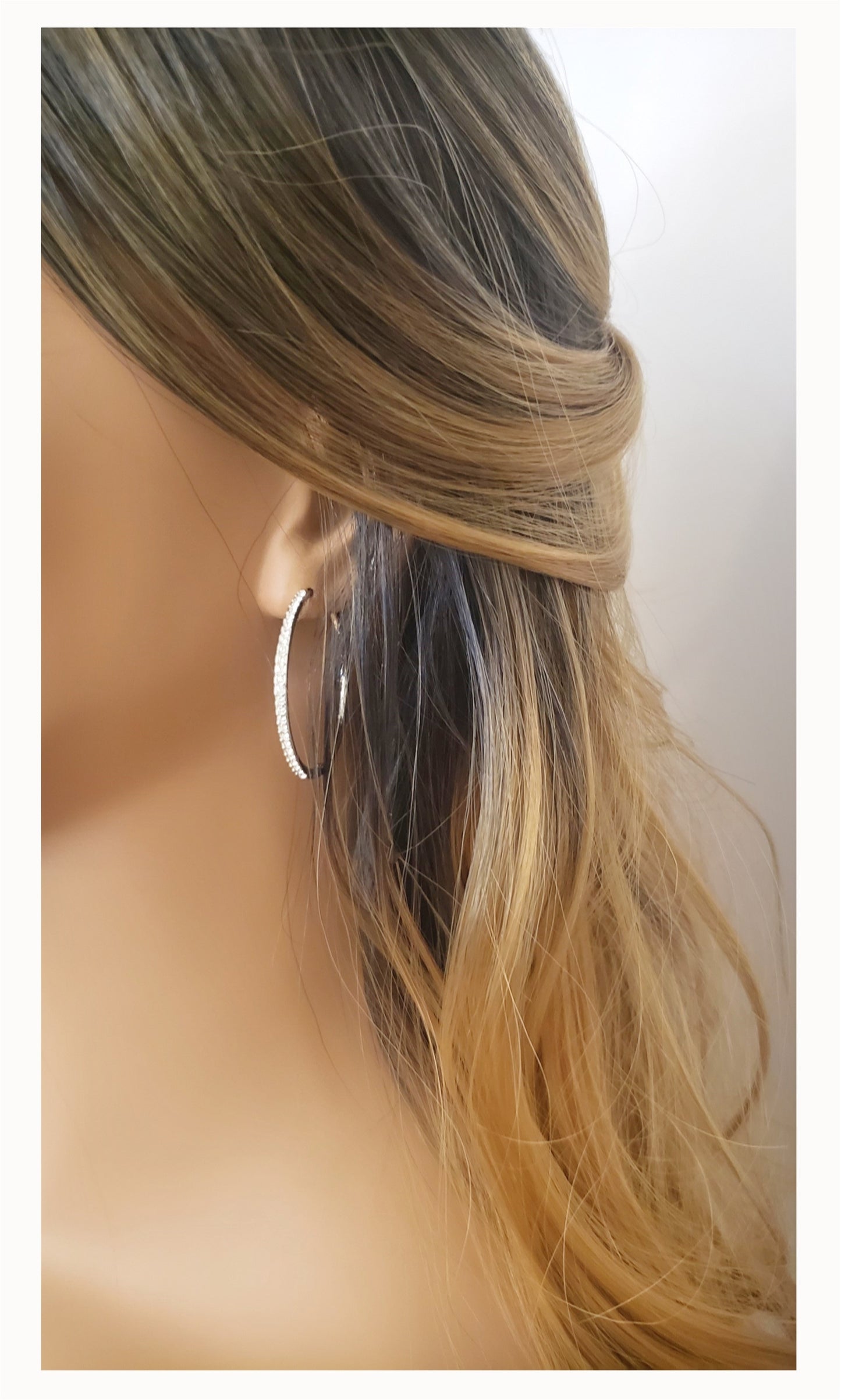 KAYLEIGH 40mm Austrian Crystal Hoop Earrings 18K White Gold Plated