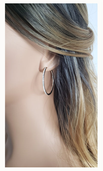 KAYLEIGH 40mm Austrian Crystal Hoop Earrings 18K White Gold Plated