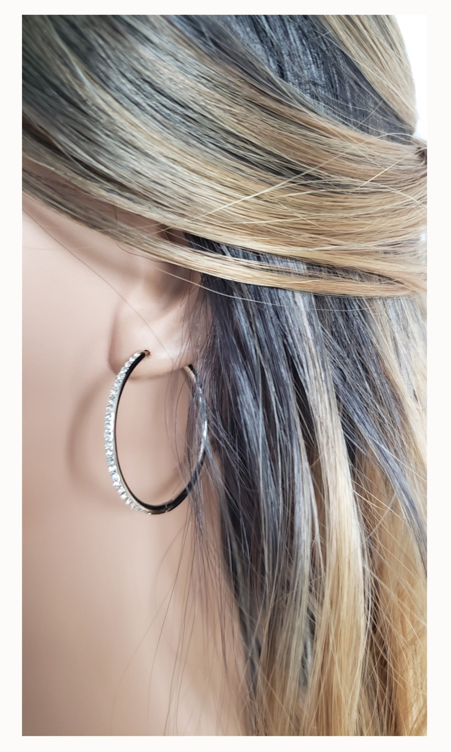 KAYLEIGH 40mm Austrian Crystal Hoop Earrings 18K White Gold Plated
