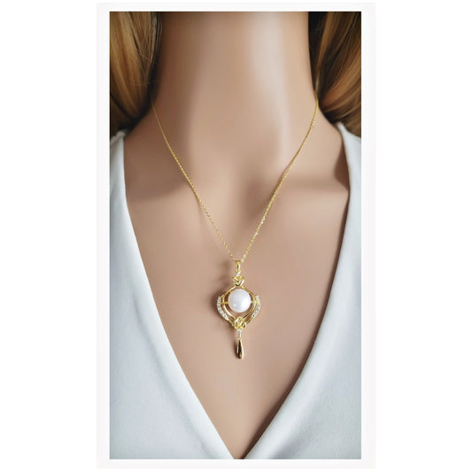 KIMBERLEY Pearl Necklace Pendant 18K Gold Plated