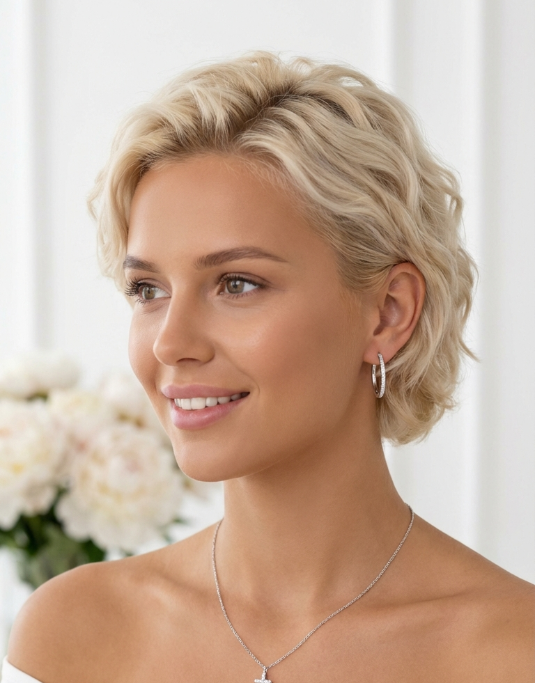 KAYLEIGH 20MM White Crystal Diamond Hoop Earrings 18K White Gold Over Sterling Silver