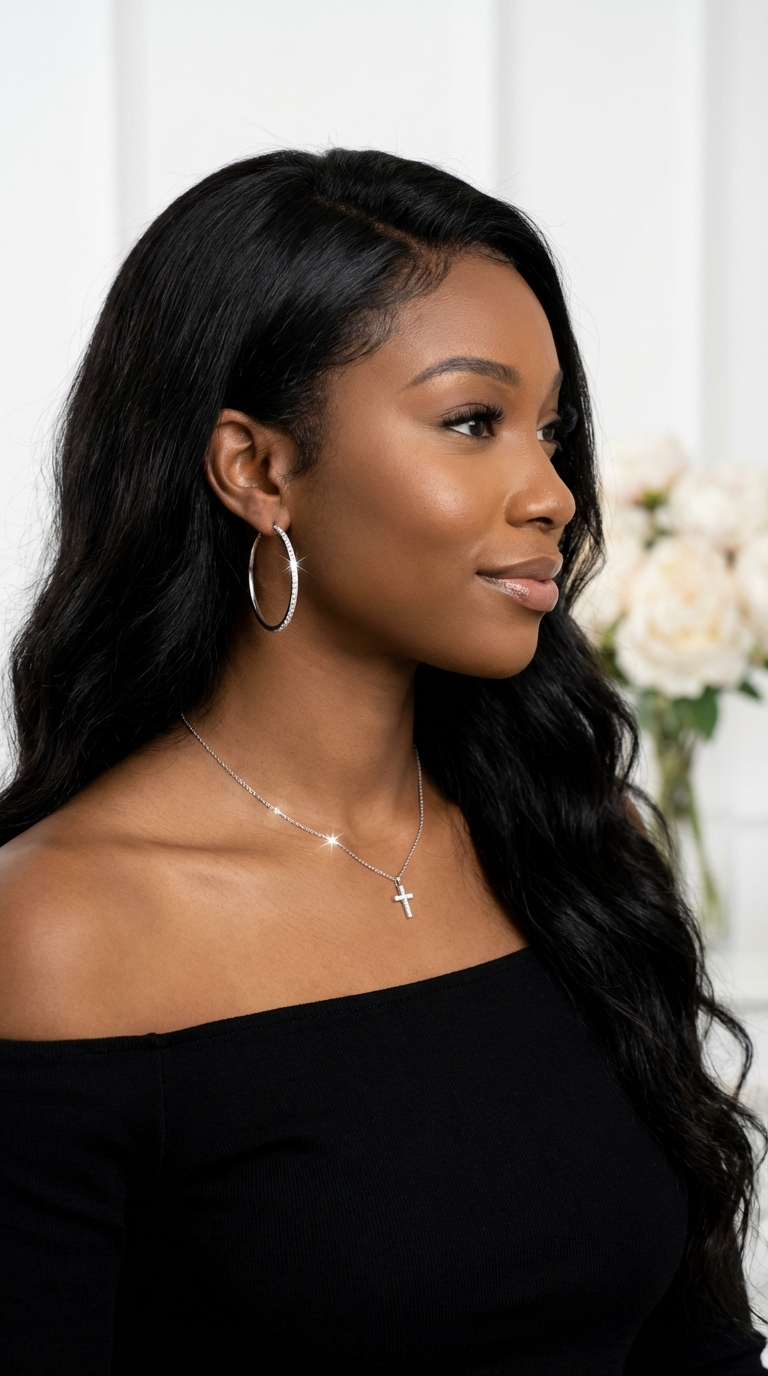 KAYLEIGH 40MM White Crystal Diamond Hoop Earrings 18K White Gold Over Sterling Silver