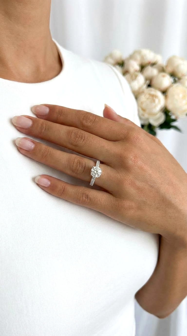 KELLYANNE Round CZ Diamond Solitaire Ring – Bridal, Engagement, Valentine's Day & Anniversary Gift for Her – Rhodium Over Sterling Silver, Timeless Sparkling Everyday Elegance