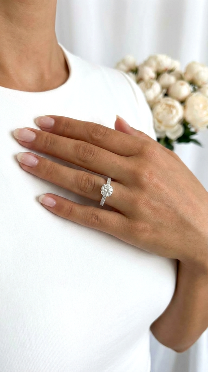 KELLYANNE Round CZ Diamond Solitaire Ring – Bridal, Engagement, Valentine's Day & Anniversary Gift for Her – Rhodium Over Sterling Silver, Timeless Sparkling Everyday Elegance